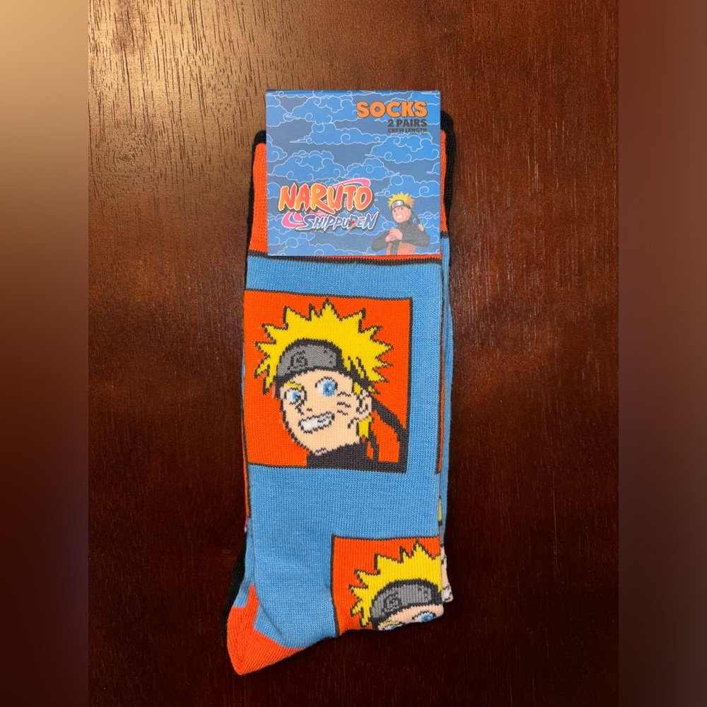 NARUTO SHIPPUDEN NOVELTY CREW SOCKS NWT MEN’S SHOE SIZE 8-12